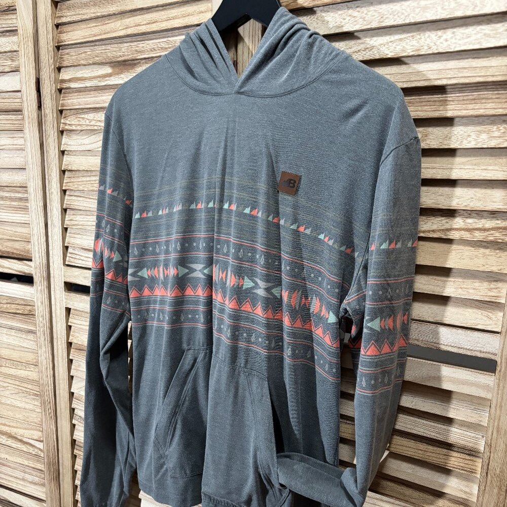 Belong Designs Hooded Long Sleeve Shirt M Gray Blue Bamboo Recycled LIKE NEW